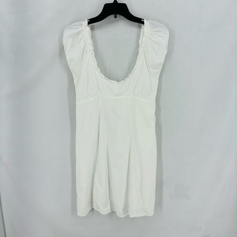 Free people women’s XS white tank top mini dress back tie pockets vacation beach